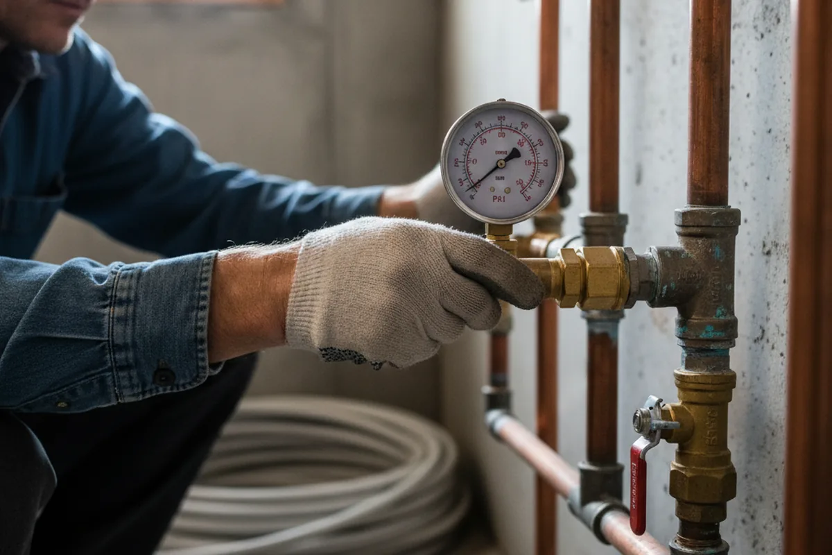 Pressure testing a repaired line during Water Line Repair in Neffs